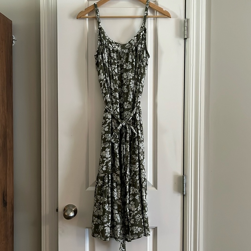 GAP Green Floral Midi Dress